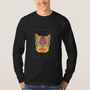 Camiseta Cat Pop Art I Kitten Cat Amigos Coloridos Sweet M