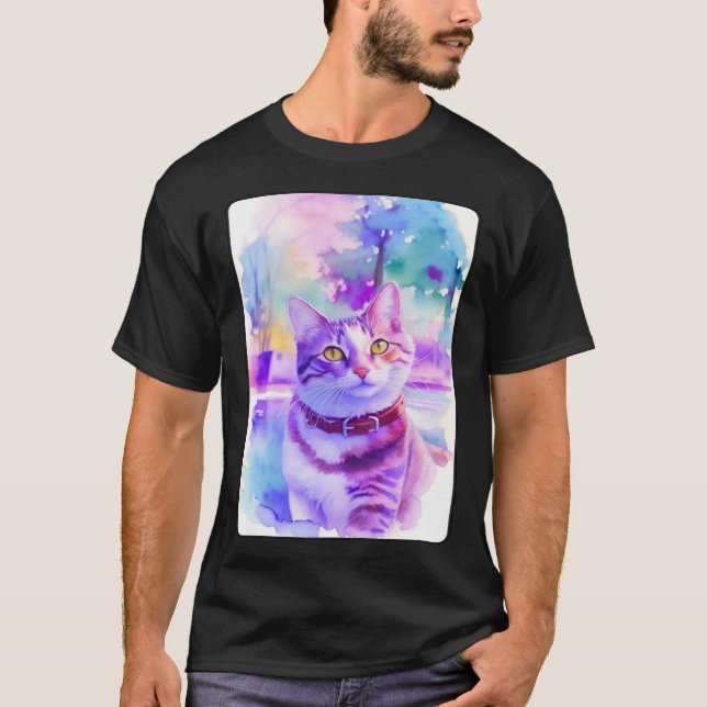 Camiseta Cat Portrait Animal Beautiful Kitten Illustration (Frente)