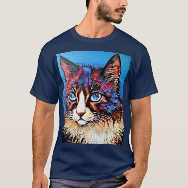 Camiseta Cat Portrait Street Art Style (Frente)