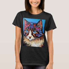 Camiseta Cat Portrait Street Art Style