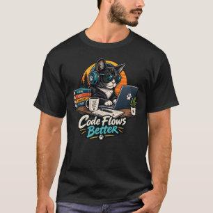 Camiseta Cat Programmer Code Flows Better