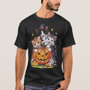 Camiseta Cat Pumpkin Halloween Floral Spookage Vintage