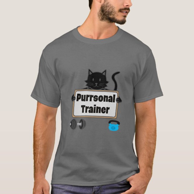 Camiseta Cat Purr Gym Personal Trainer Exercício Malhação T (Frente)