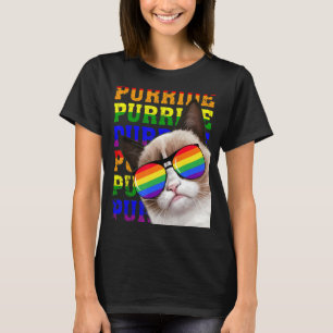 Camiseta Cat Purride Lgbt Arco-Íris Óculos de sol Gatos Gay