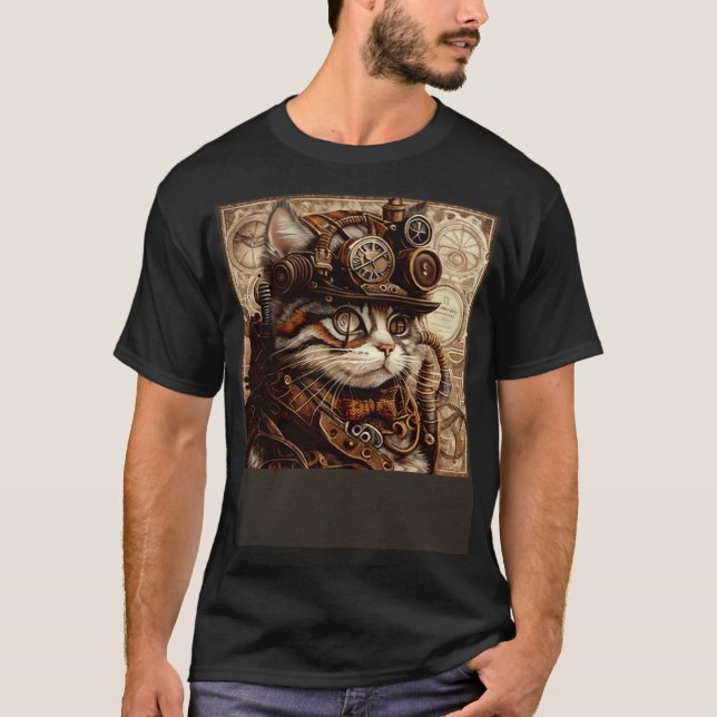 Camiseta Cat Quilting Steampunk (Frente)