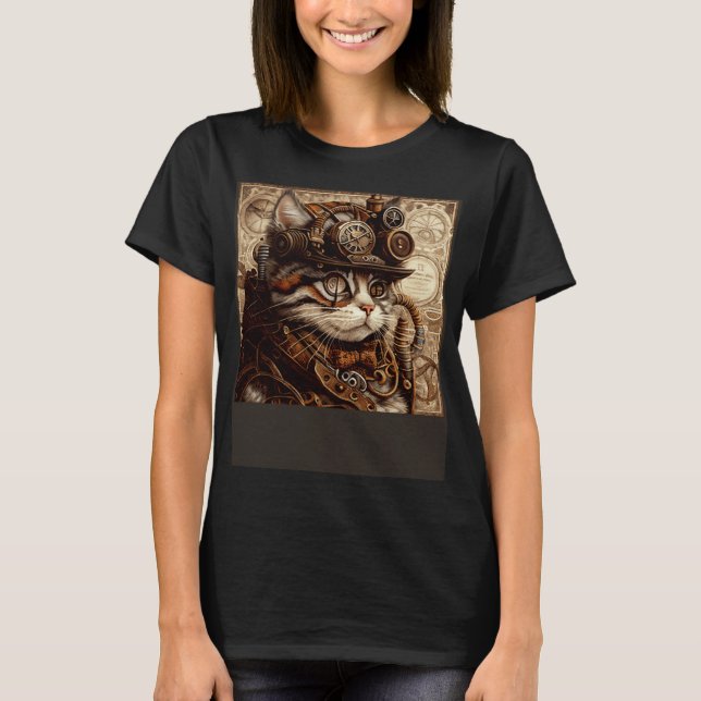 Camiseta Cat Quilting Steampunk (Frente)