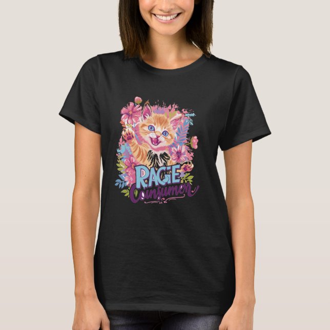 Camiseta Cat Rage me consome Humor Meme 2 (Frente)