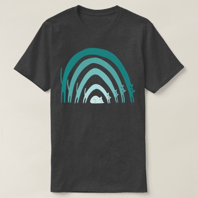 Camiseta Cat Rainbows Blues (Frente do Design)