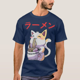 Camiseta Cat Ramen Bowl Anime japonês Noodles Kawaii Neko 