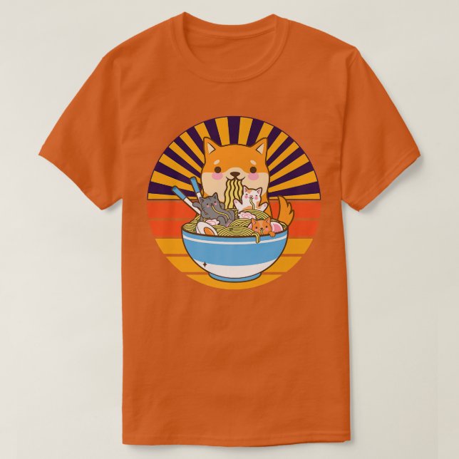 Camiseta Cat Ramen Dog Shiba Inu Japonês Kawaii - Anime (Frente do Design)