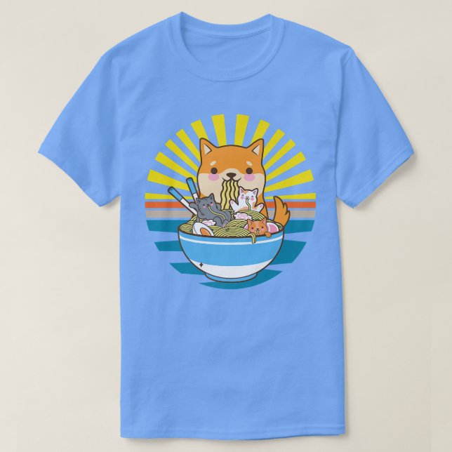 Camiseta Cat Ramen Dog Shiba Inu Japonês Kawaii - Anime (Frente do Design)