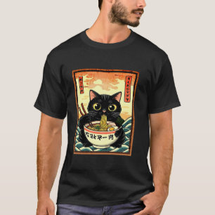 Camiseta Cat Ramen Japonês Engraçado Gráfico Kawaii