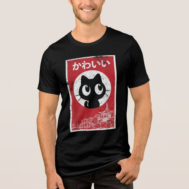 Camiseta Cat Ramen Japonês Engraçado Gráfico Kawaii Anime G (Frente)