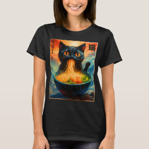 Camiseta Cat Ramen Japonês Kawaii Cat Anime Cat Ramen