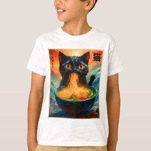 Camiseta Cat Ramen Japonês Kawaii Cat Anime Cat Ramen