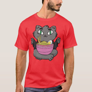 Camiseta Cat Ramen Lover Anime Kitty Dad Mom Tonkatsu Spicy