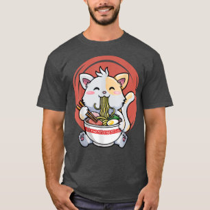 Camiseta Cat Ramen Noodle Roupas Japonesas Kawaii Para Cria