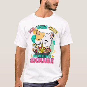 Camiseta Cat Ramen Noodles - Cute Kawaii - Adorando Ado Lou