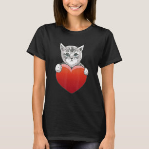 Camiseta Cat Red Heart Love Animal Love