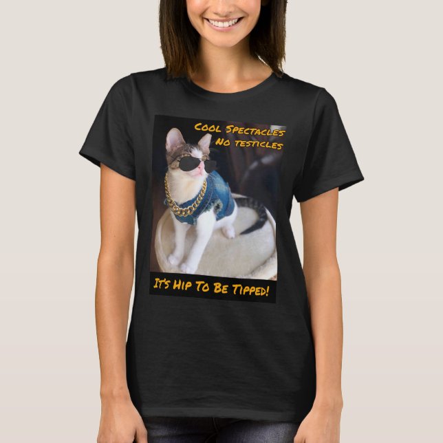 Camiseta Cat RESCUE TNR "É Hip To Be Tipped" (Frente)