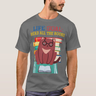 Camiseta Cat Retro Life Goal Leia Todos Os Livros