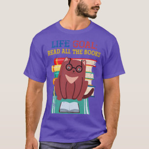 Camiseta Cat Retro Life Goal Leia Todos Os Livros