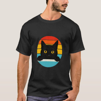 Camiseta Cat Retro Style Vintage Black Kitten Cute Kitty Ca