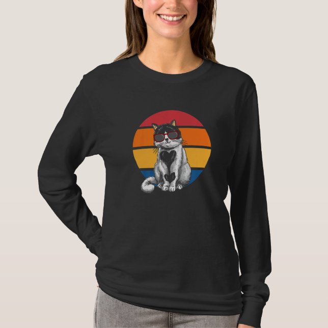 Camiseta Cat Retro Sunset Cat Sunset I Cat (Frente)