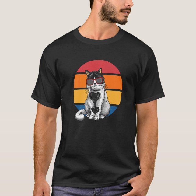 Camiseta Cat Retro Sunset Cat Sunset I Cat (Frente)