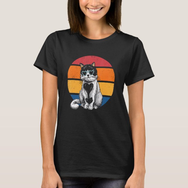 Camiseta Cat Retro Sunset Cat Sunset I Gato Retro (Frente)