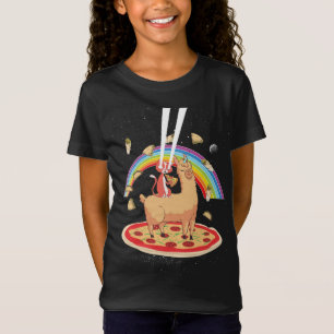Camiseta Cat Riding Llama Unicorn Laser Eyes Pizza Outer Sp