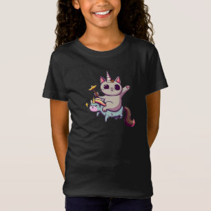 Camiseta Cat Riding Unicorn with Holding Magic Wand