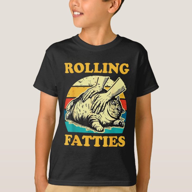 Camiseta Cat Rolling Fatties Funny For Men Women  (Frente)
