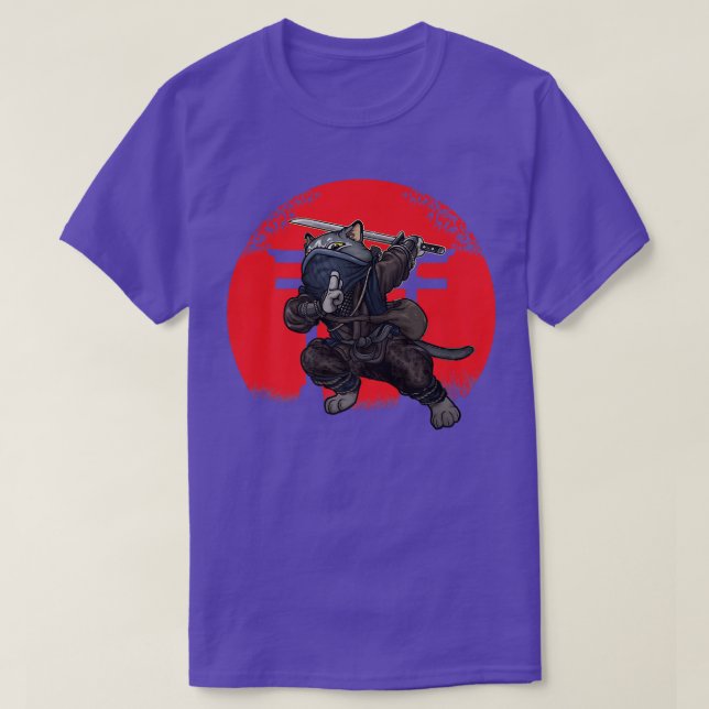 Camiseta Cat Samurai Japan Flag Kendo Ninja Sword Warrior S (Frente do Design)