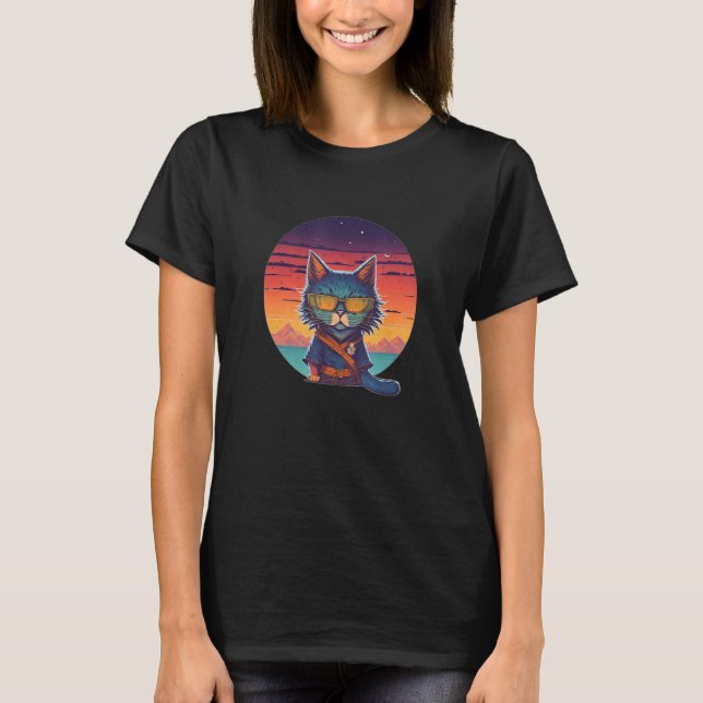 Camiseta Cat samurai on the Sunset (Frente)