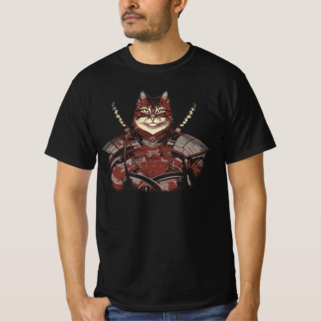 Camiseta Cat Samurai Warrior Japonês (Frente)