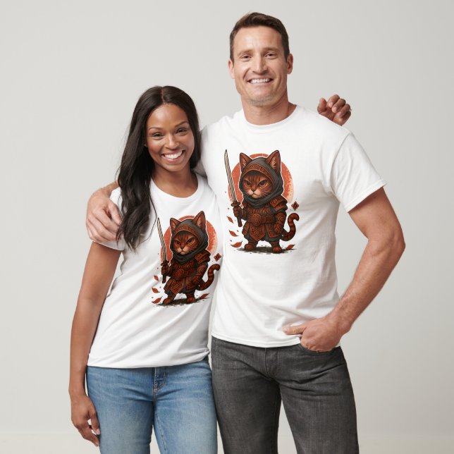 Camiseta Cat Samurai, Warrior Kitten (Unissex)