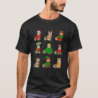Camiseta Cat Santa Claus Elf Reindeer Xmas Tree Gingerpão