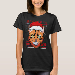 Camiseta Cat Santa Hat Frio Natal Pajama Fofo Kitten Ki