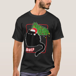 Camiseta Cat Santa Hat Noca Por Torres De Árvore De Natal C