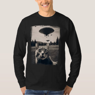 Camiseta Cat Selfie Alienígena Invasão Memória Engraçada Ki