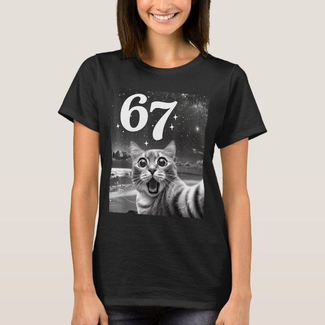 Camiseta Cat Selfie With 67 Meme Funny Cats Graphic For Men (Frente)