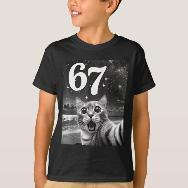 Camiseta Cat Selfie With 67 Meme Funny Cats Graphic For Men (Frente)