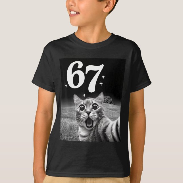 Camiseta Cat Selfie With 67 Meme Funny Cats Graphic For Men (Frente)