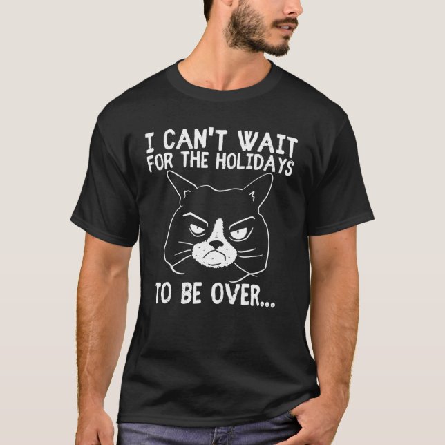 Camiseta Cat Sendo Grumpy Má Humor Feriados de Natal Morni (Frente)