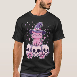 Camiseta Cat Sentado em Skulls Testemunha de Gótico de Past