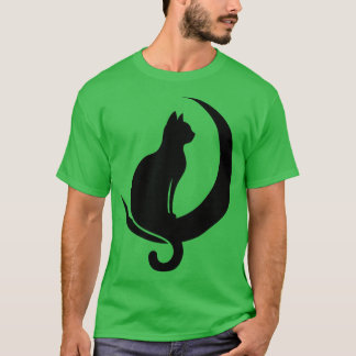 Camiseta Cat Sentado na Lua Crescente
