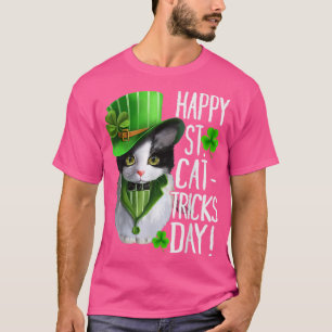 Camiseta Cat Shamrock Leprechaun Happy Dia de São Patrício