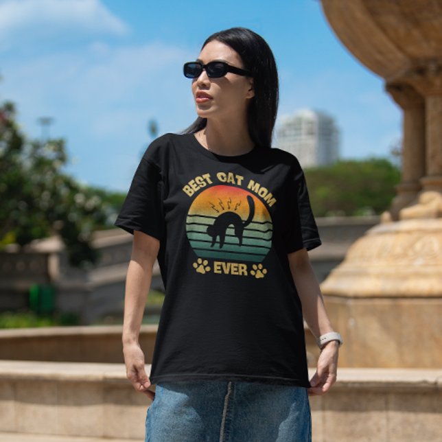 Camiseta Cat-Shirt Women Best Cat Mom Ever Funny Mom (Criador carregado)