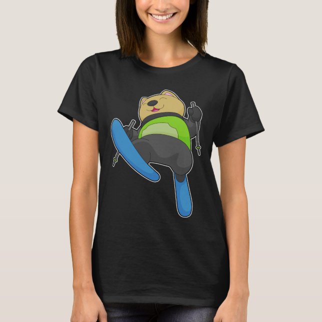 Camiseta Cat Skier Eski Winter (Frente)